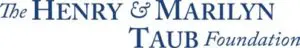A blue and white logo for the law offices of john & mary taulbee.